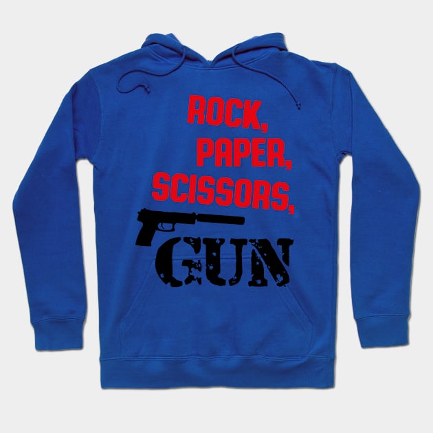 Rock, Paper, Scissors, Gun (Red) Hoodie by nektarinchen